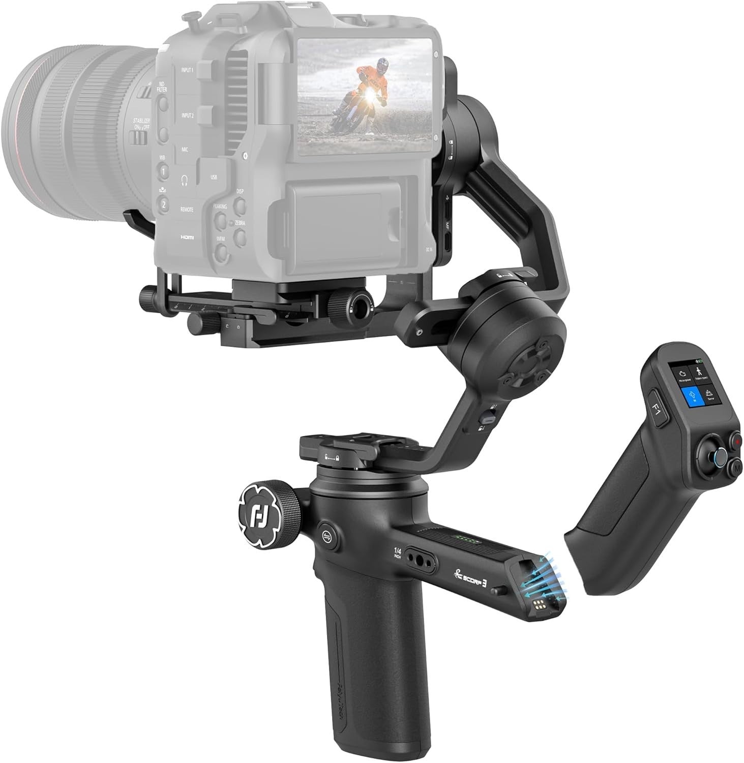 FeiyuTech SCORP 3 DSLR Gimbal Kamera Stabilisator mit AI-Tracking für Sony Canon